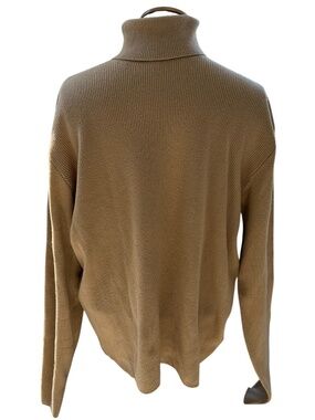 POLO Ralph Lauren camel khaki ribbed 100% CASHMERE turtle neck sweater L